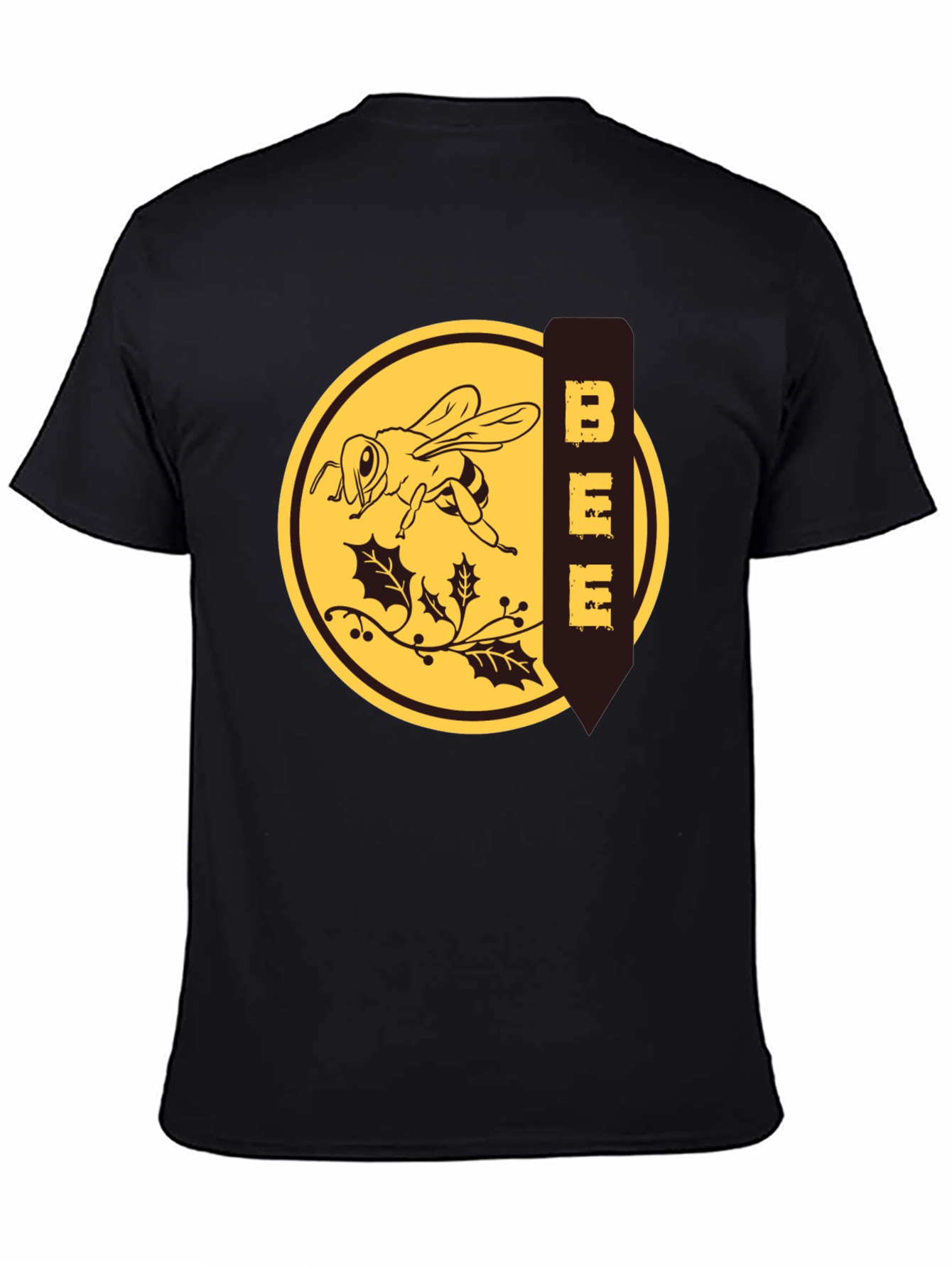 Bee Graphic T-Shirt - Black Crew Neck Tee