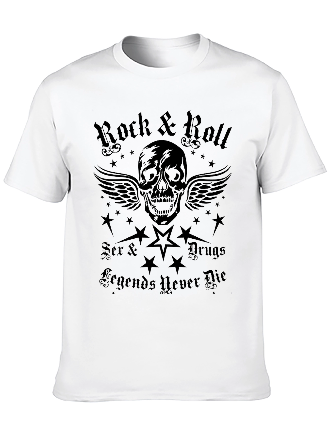 Rock & Roll Skull Graphic T-Shirt