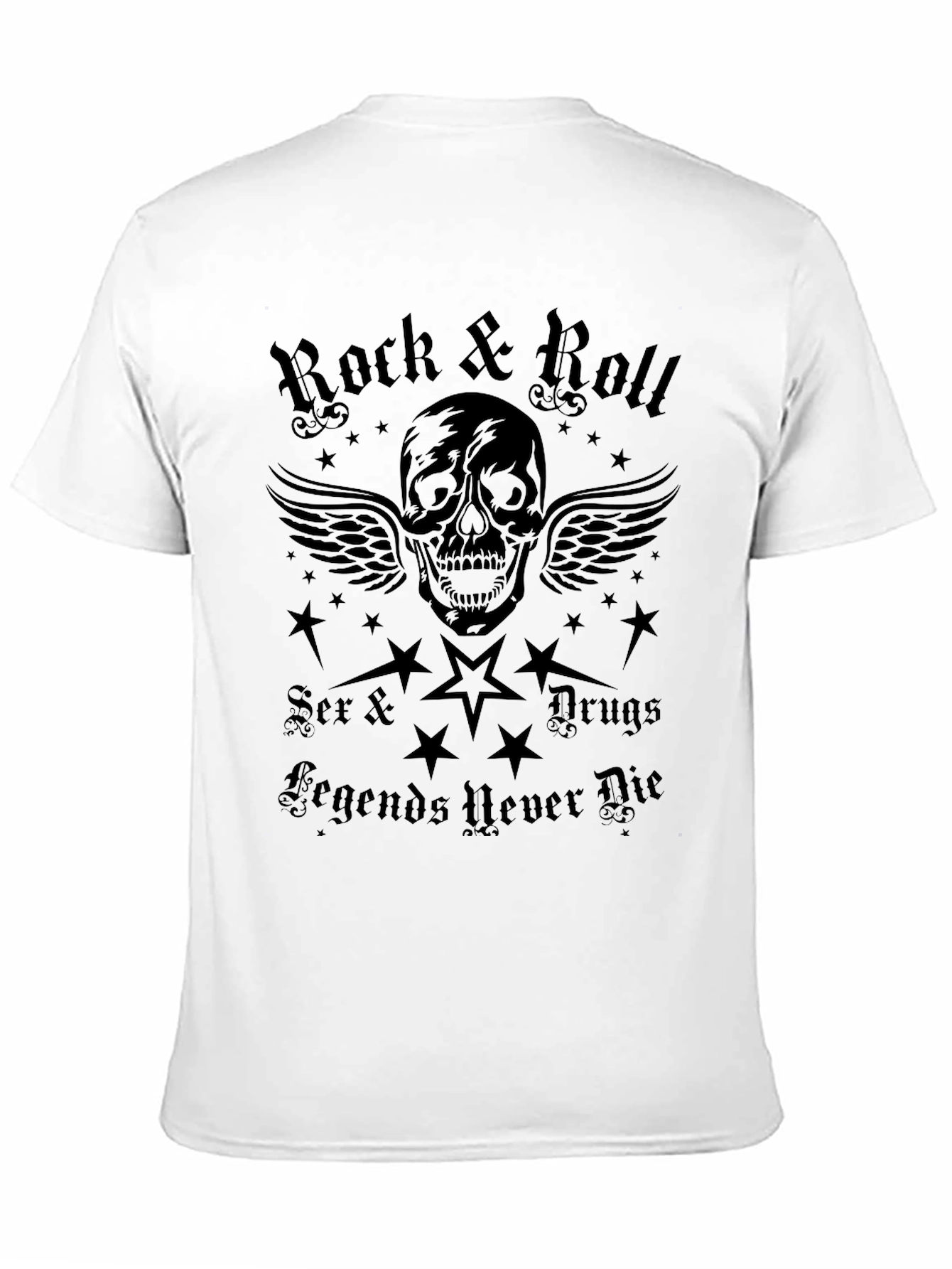 Rock & Roll Skull Graphic T-Shirt