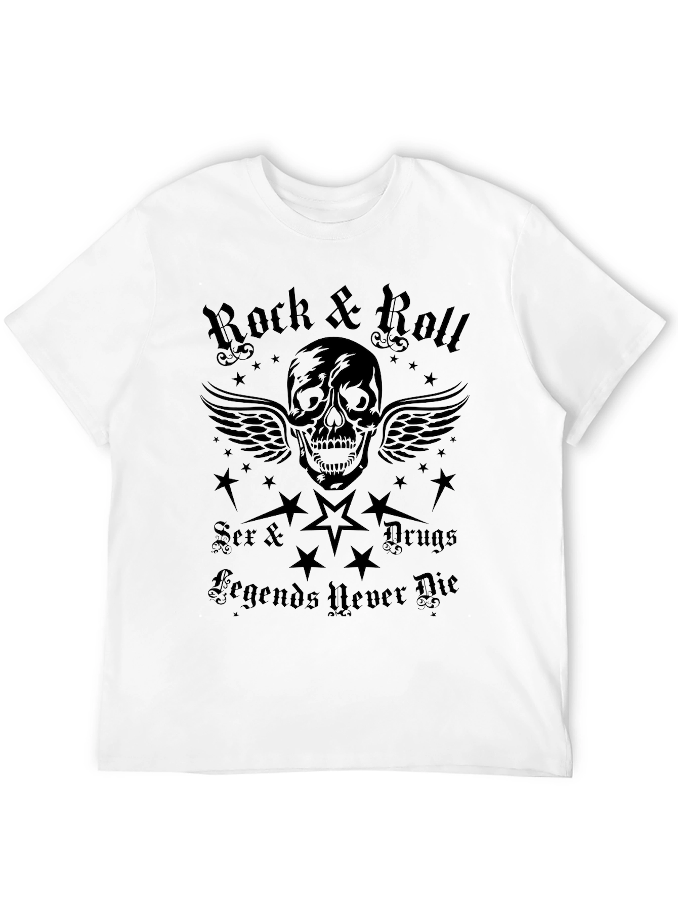 Rock & Roll Skull Graphic T-Shirt
