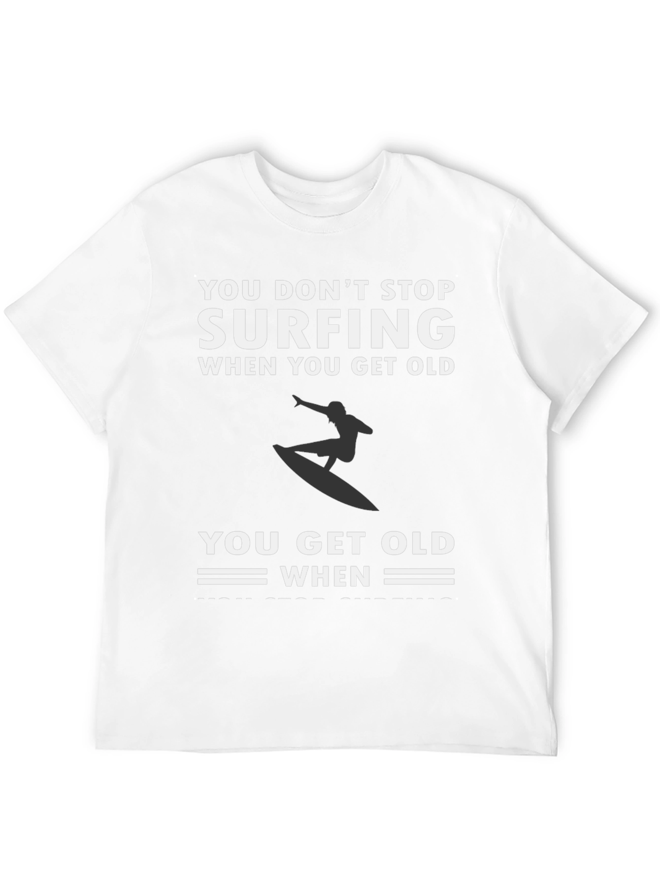 Surfing Never Stops Black Graphic Tee