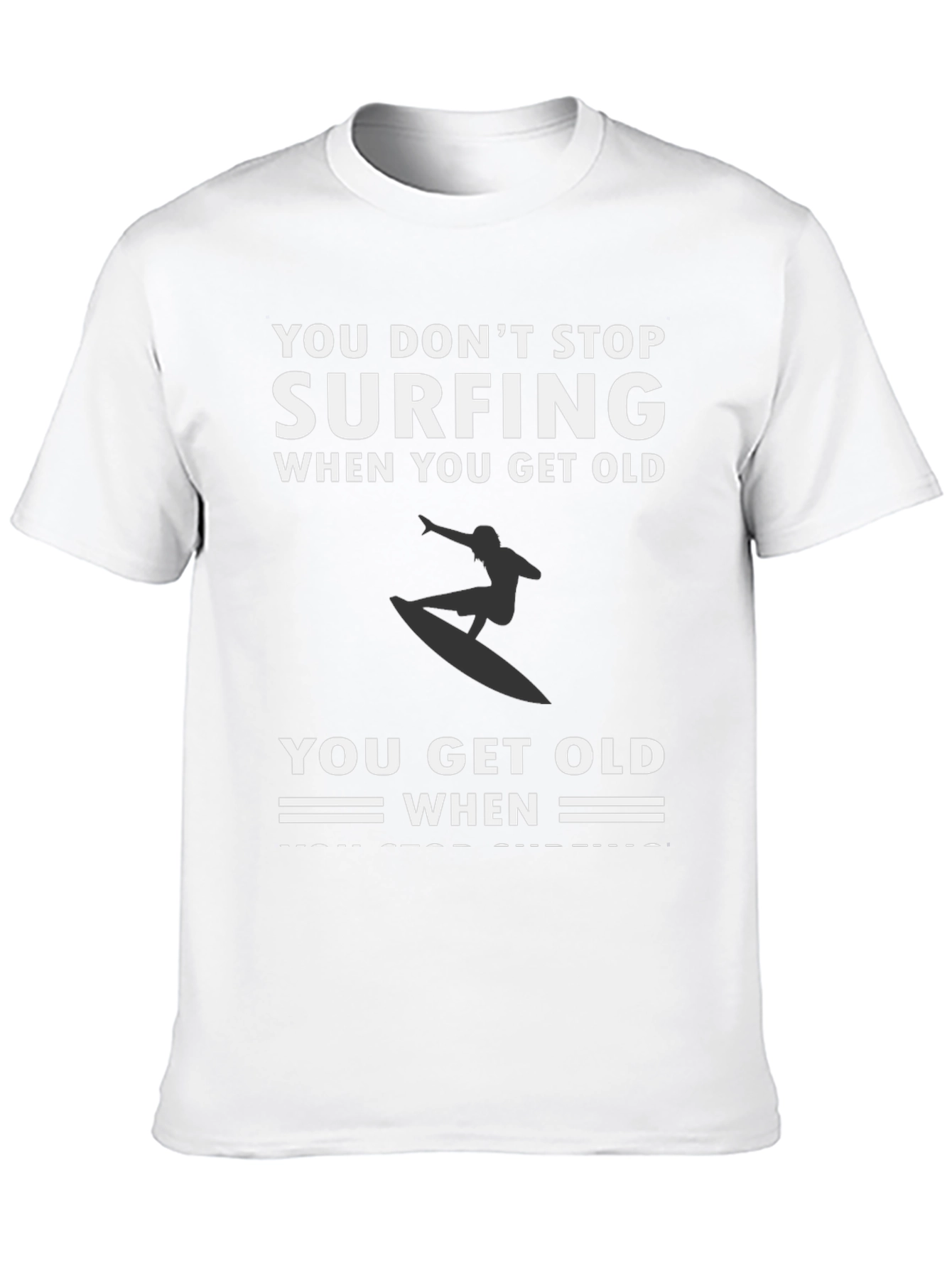 Surfing Never Stops Black Graphic Tee
