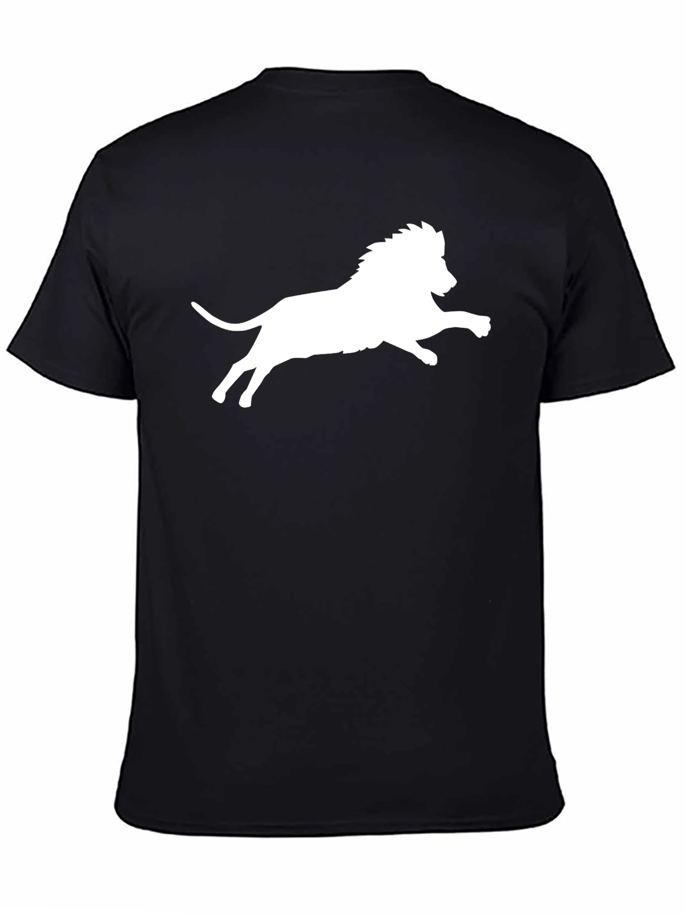 Black T-Shirt with White Lion Print