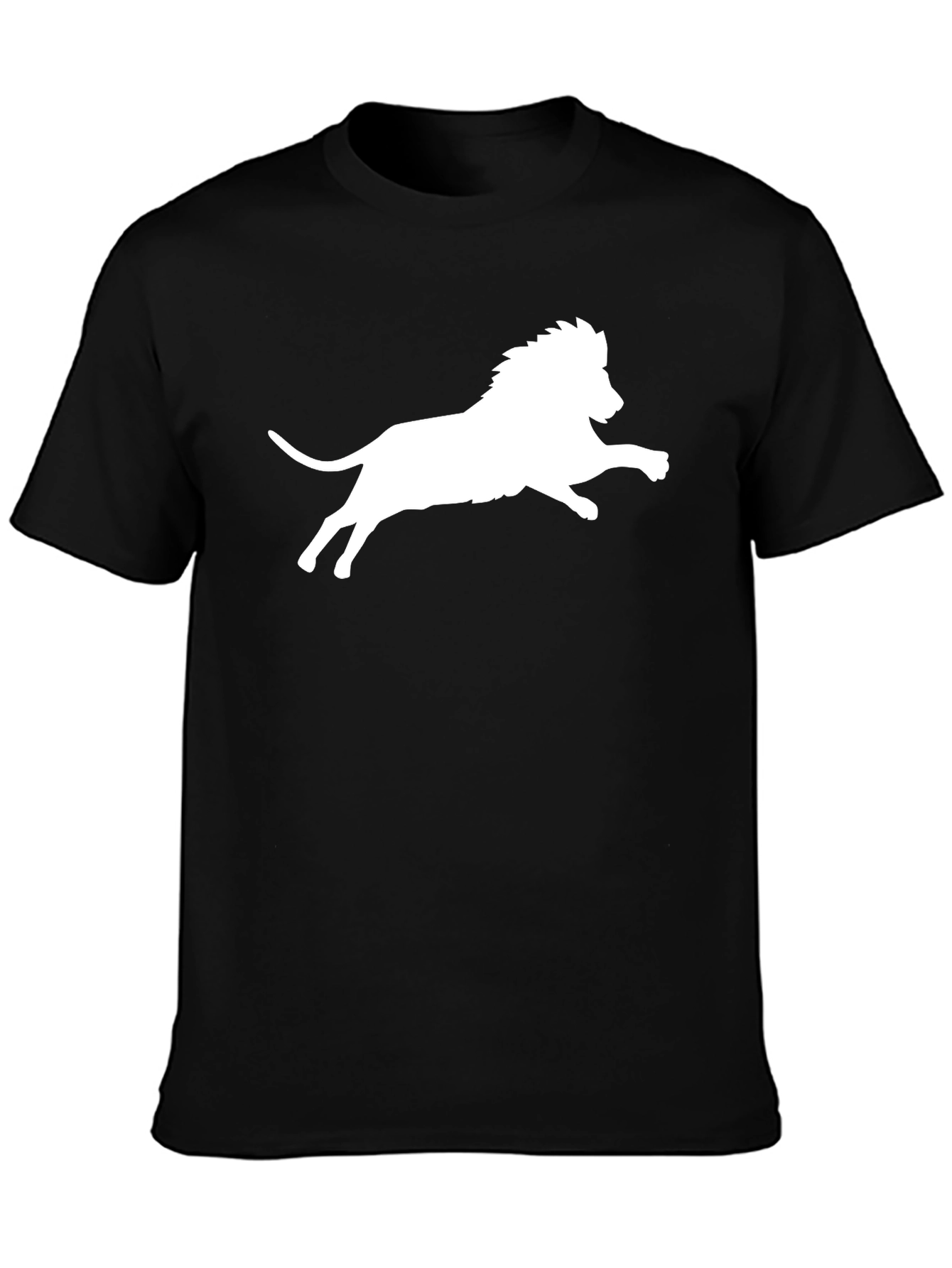 Black T-Shirt with White Lion Print