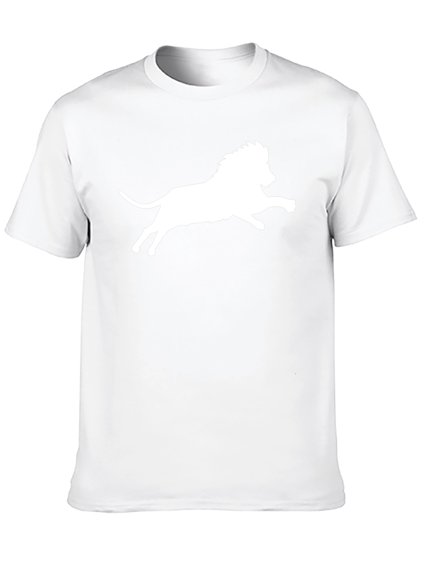 Black T-Shirt with White Lion Print