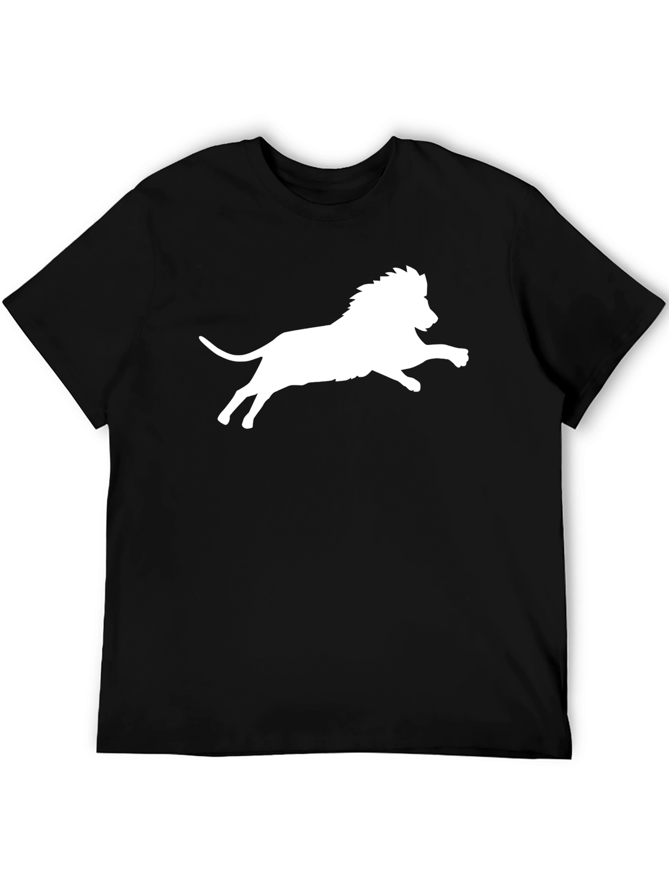 Black T-Shirt with White Lion Print