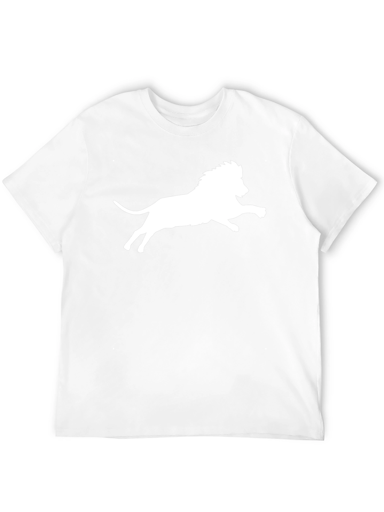 Black T-Shirt with White Lion Print