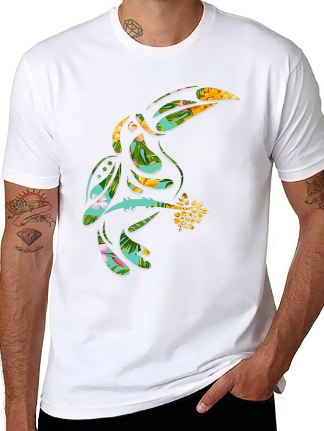 Tropical Toucan Graphic Tee - Black