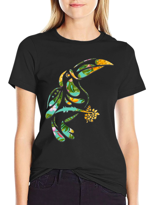 Tropical Toucan Graphic Tee - Black