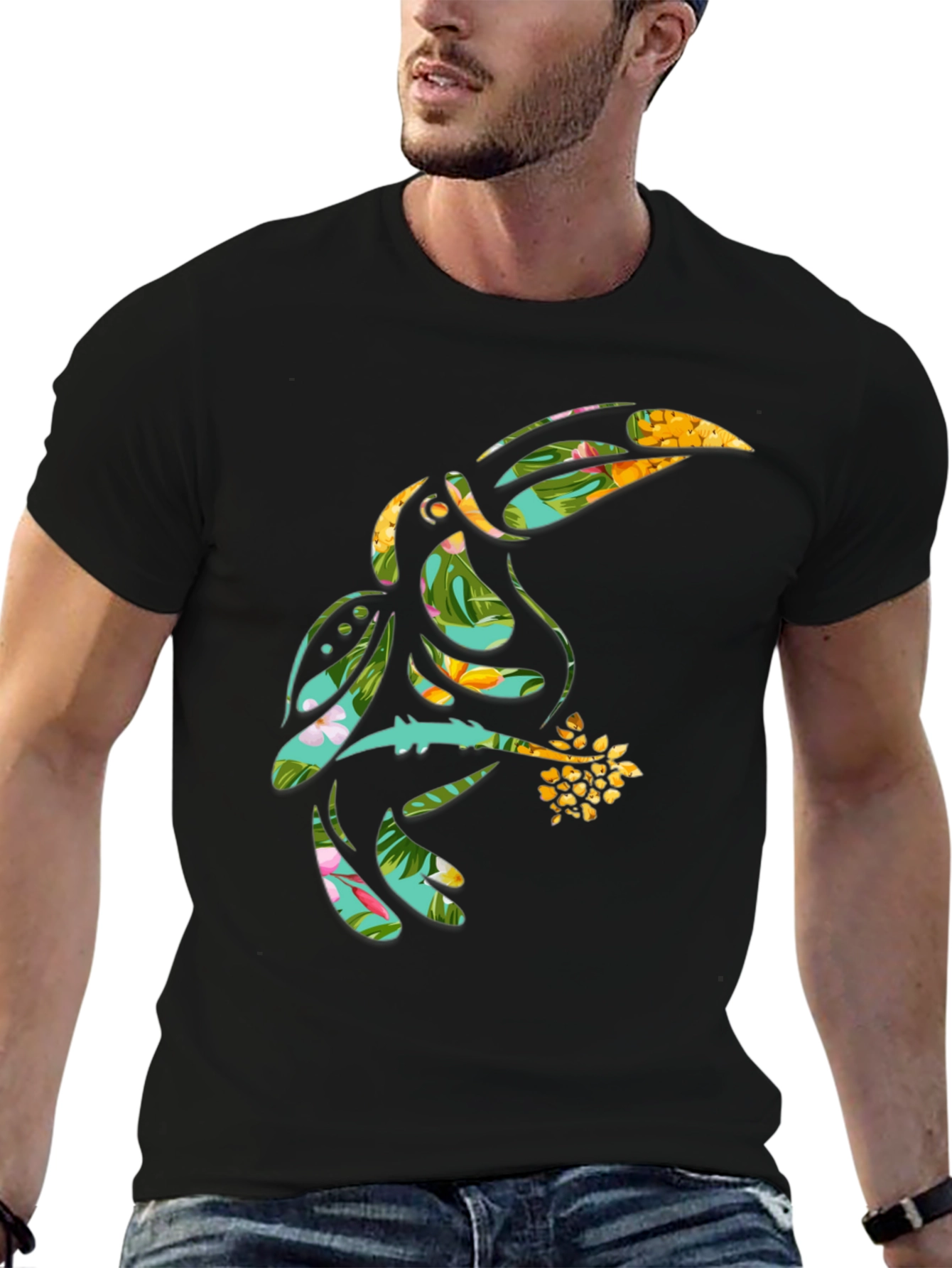 Tropical Toucan Graphic Tee - Black