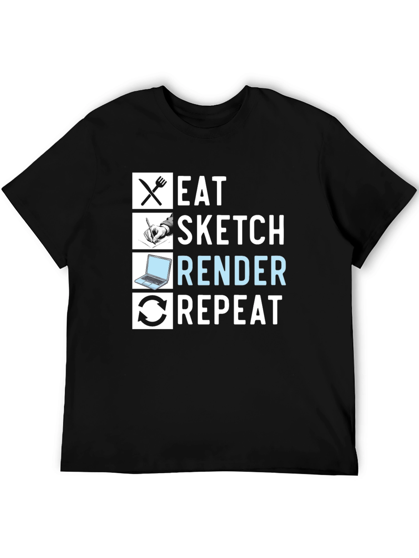 Eat Sketch Render Repeat Graphic Tee