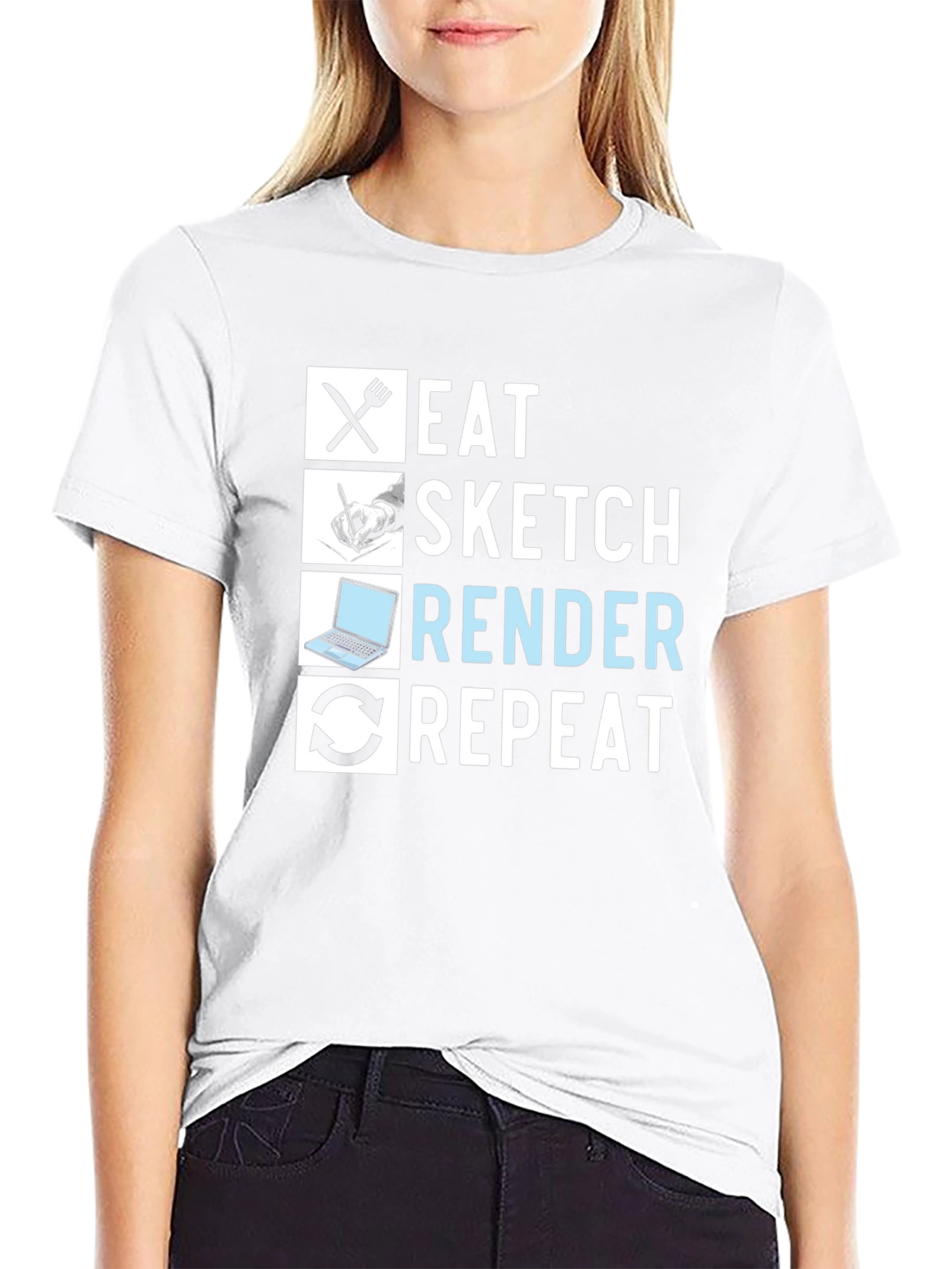 Eat Sketch Render Repeat Graphic Tee