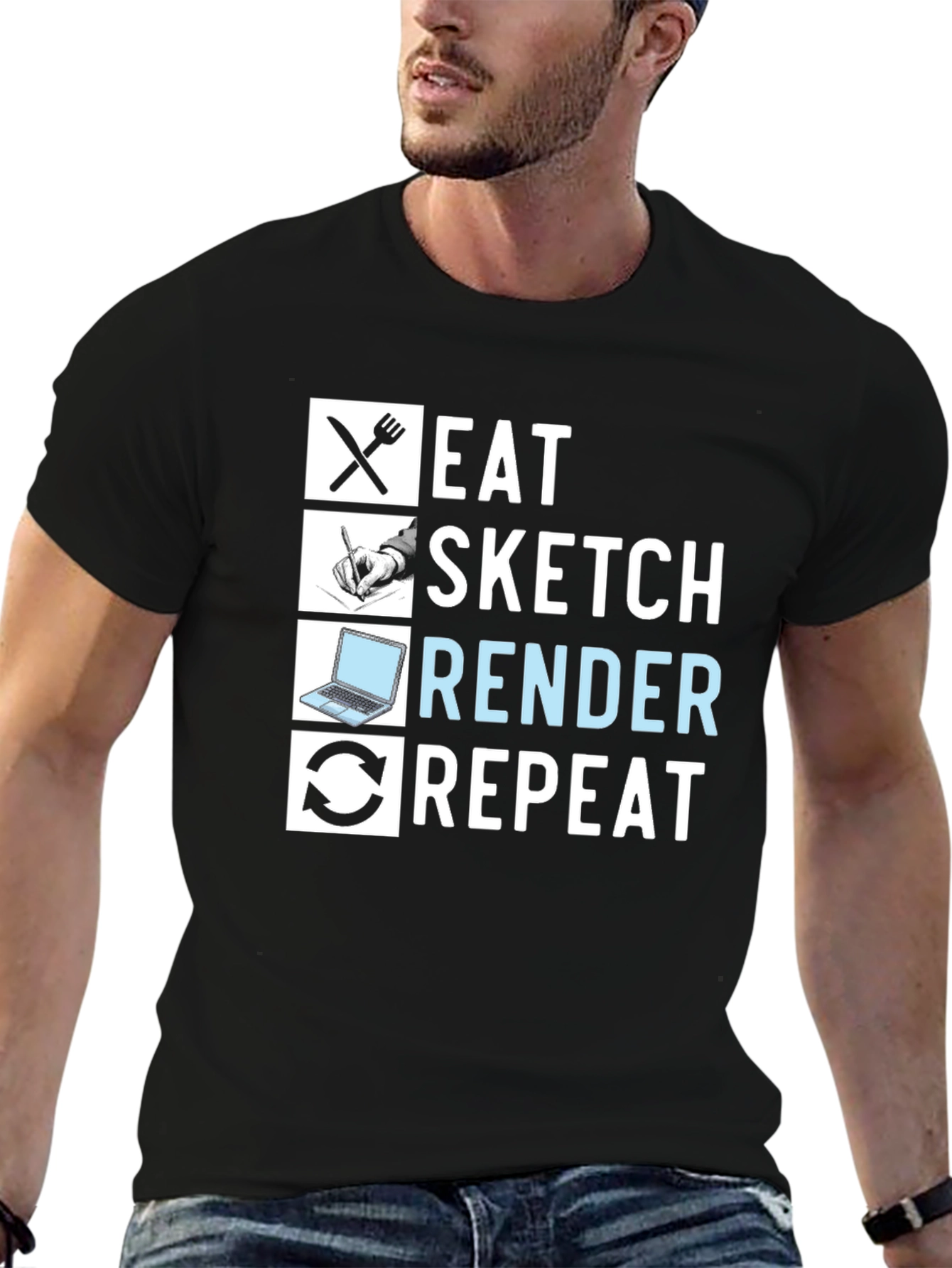Eat Sketch Render Repeat Graphic Tee