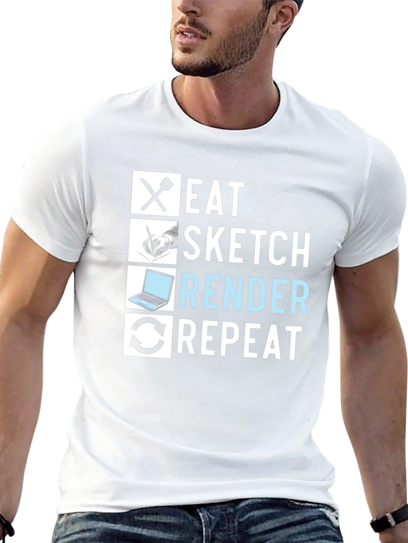 Eat Sketch Render Repeat Graphic Tee