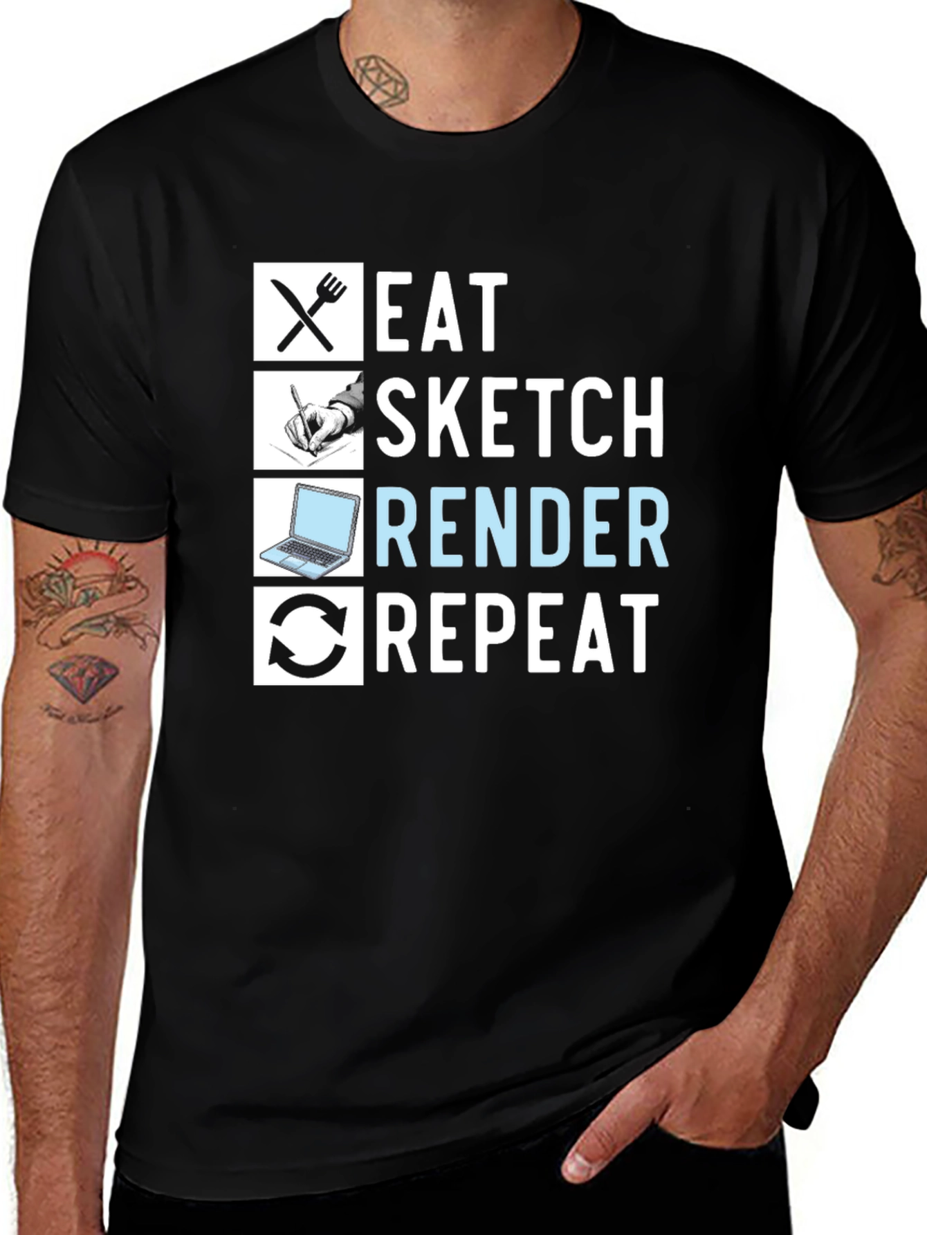 Eat Sketch Render Repeat Graphic Tee