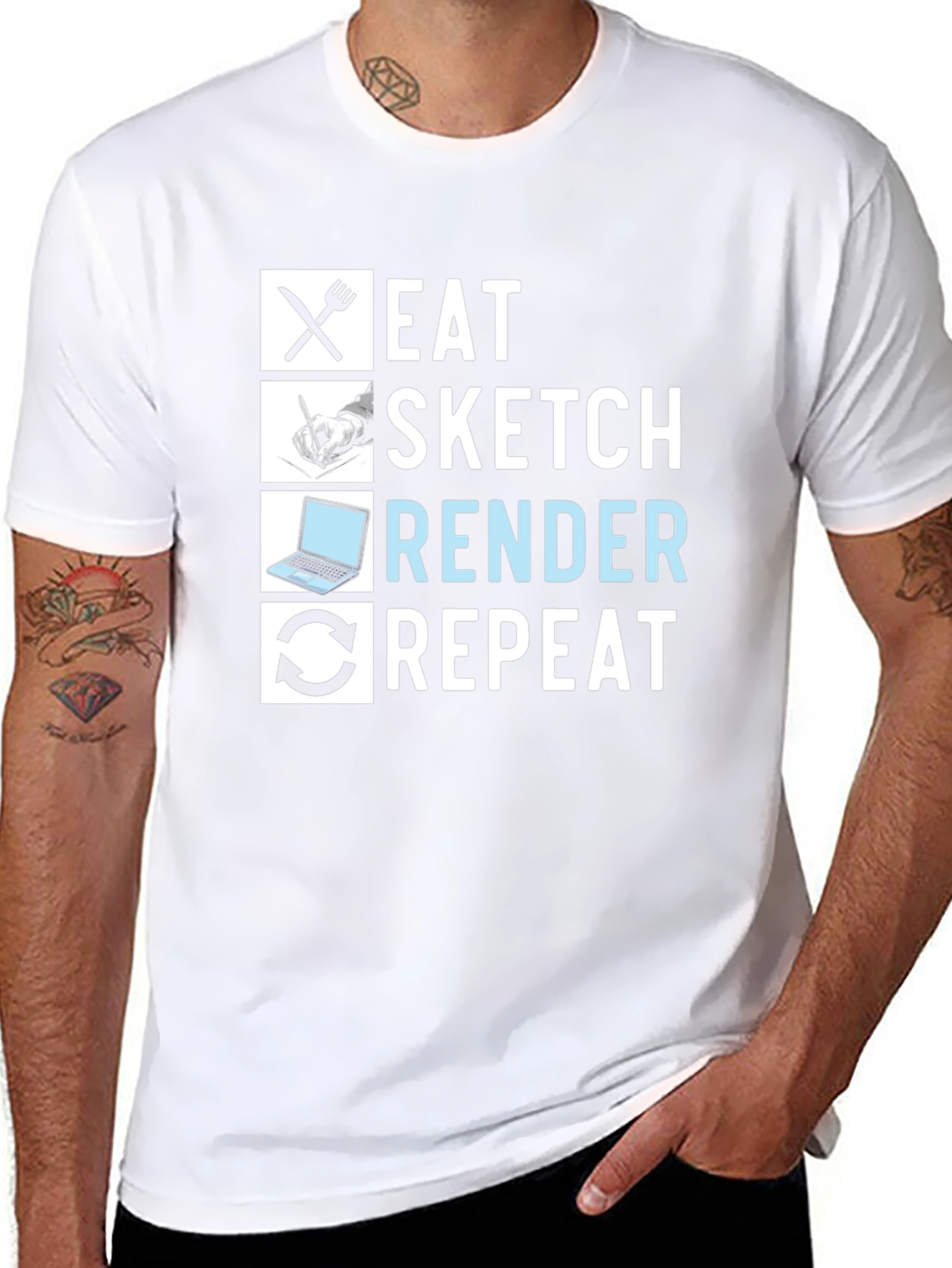 Eat Sketch Render Repeat Graphic Tee