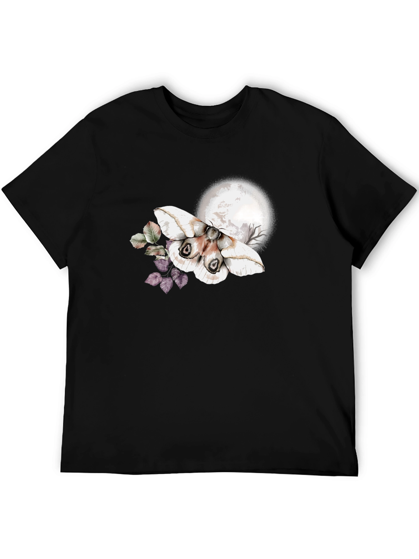 Moth & Moon Graphic T-Shirt - Black