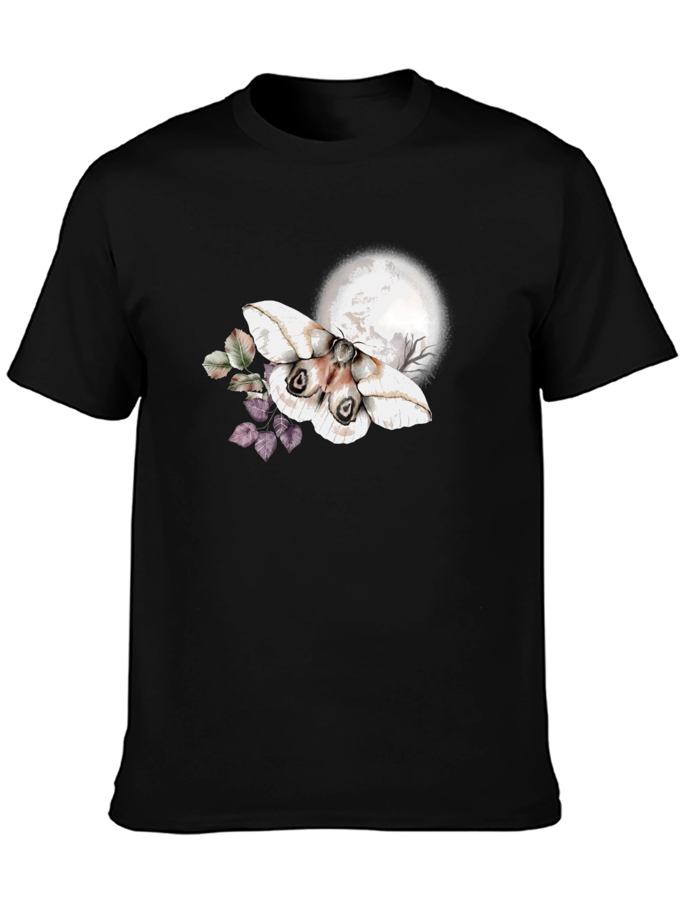 Moth & Moon Graphic T-Shirt - Black