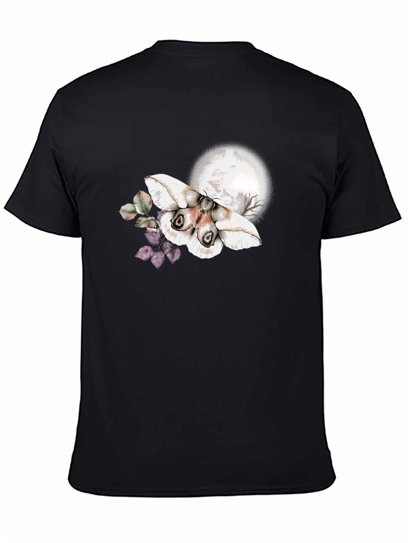 Moth & Moon Graphic T-Shirt - Black