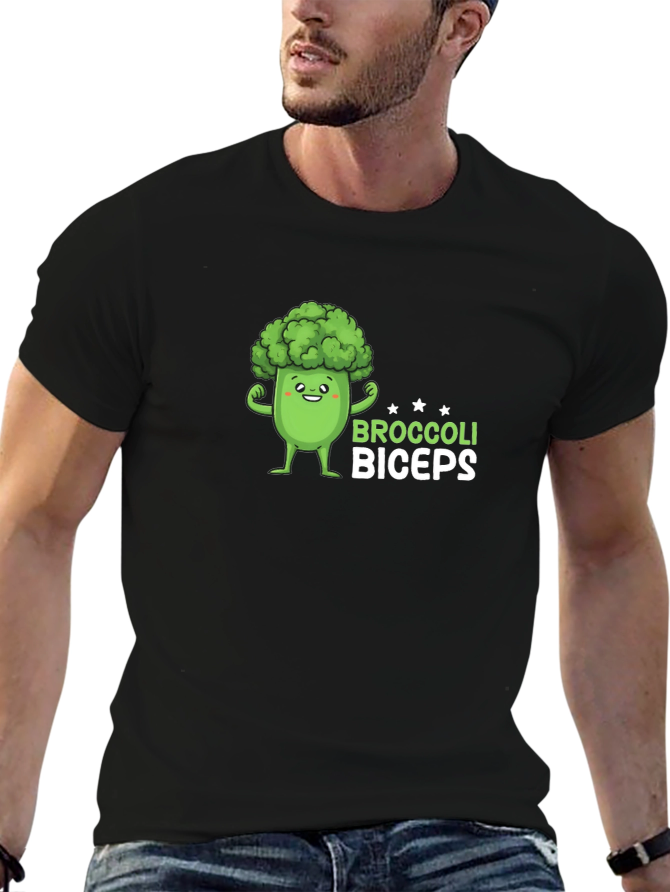 Broccoli Biceps Black T-Shirt - Funny Gym Tee