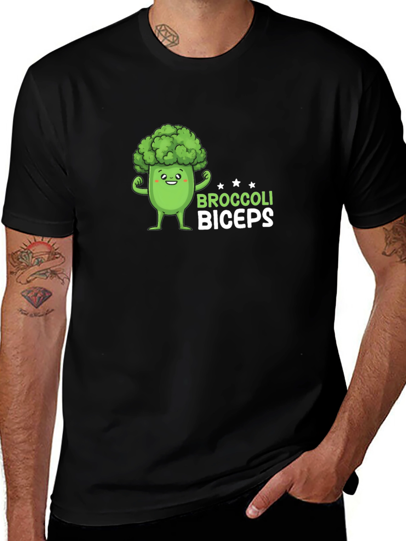 Broccoli Biceps Black T-Shirt - Funny Gym Tee
