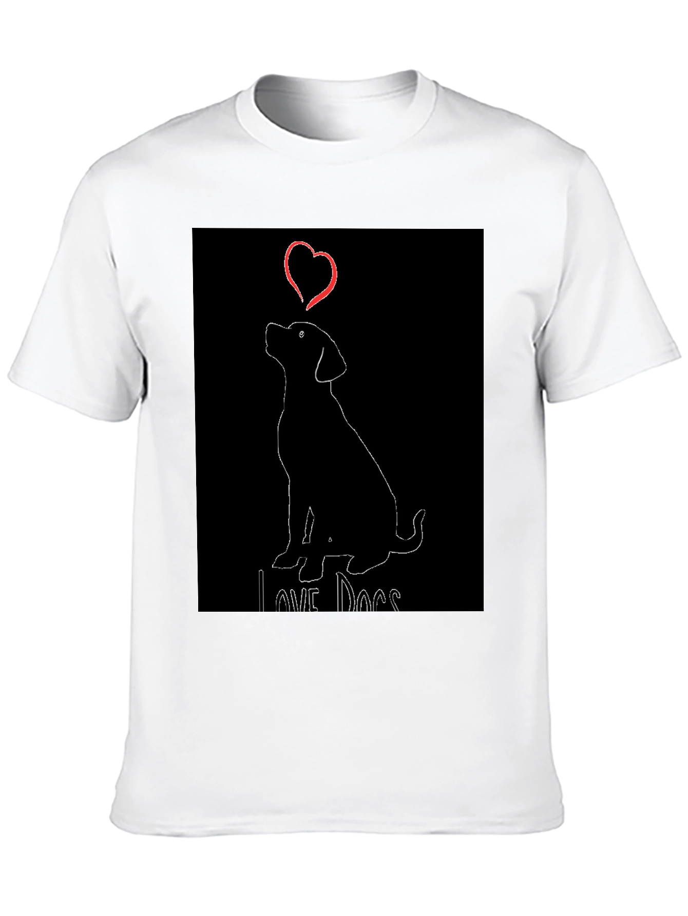 Love Dogs Black T-Shirt with Cute Dog Graphic