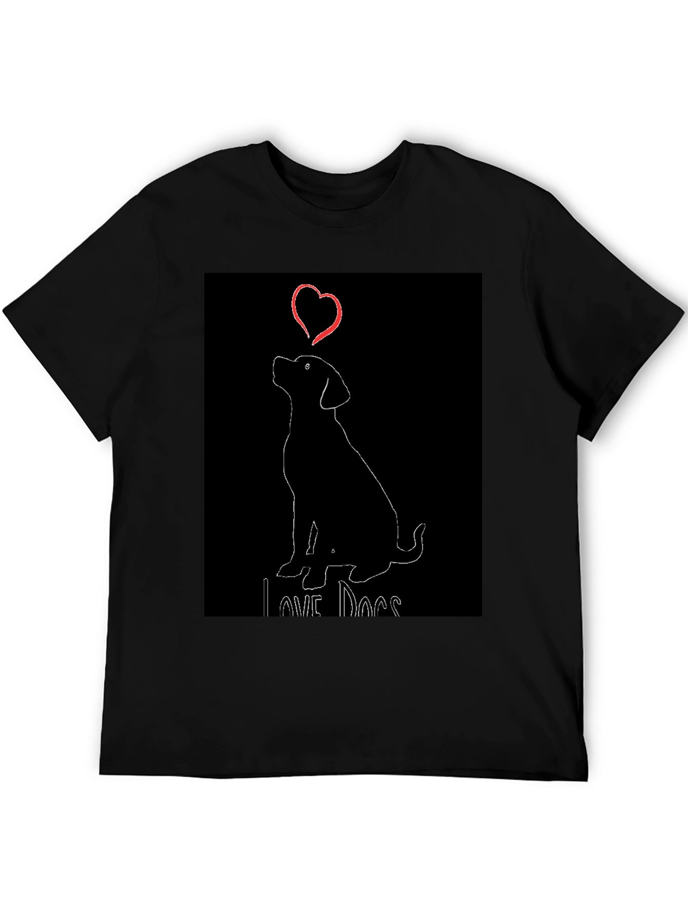 Love Dogs Black T-Shirt with Cute Dog Graphic