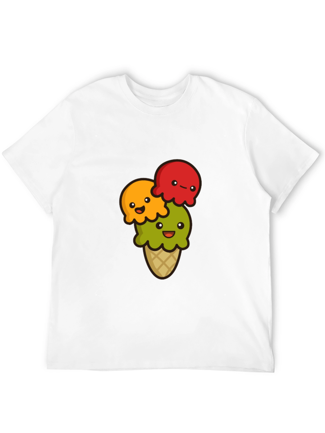 Cute Ice Cream Cone Graphic T-Shirt - Black