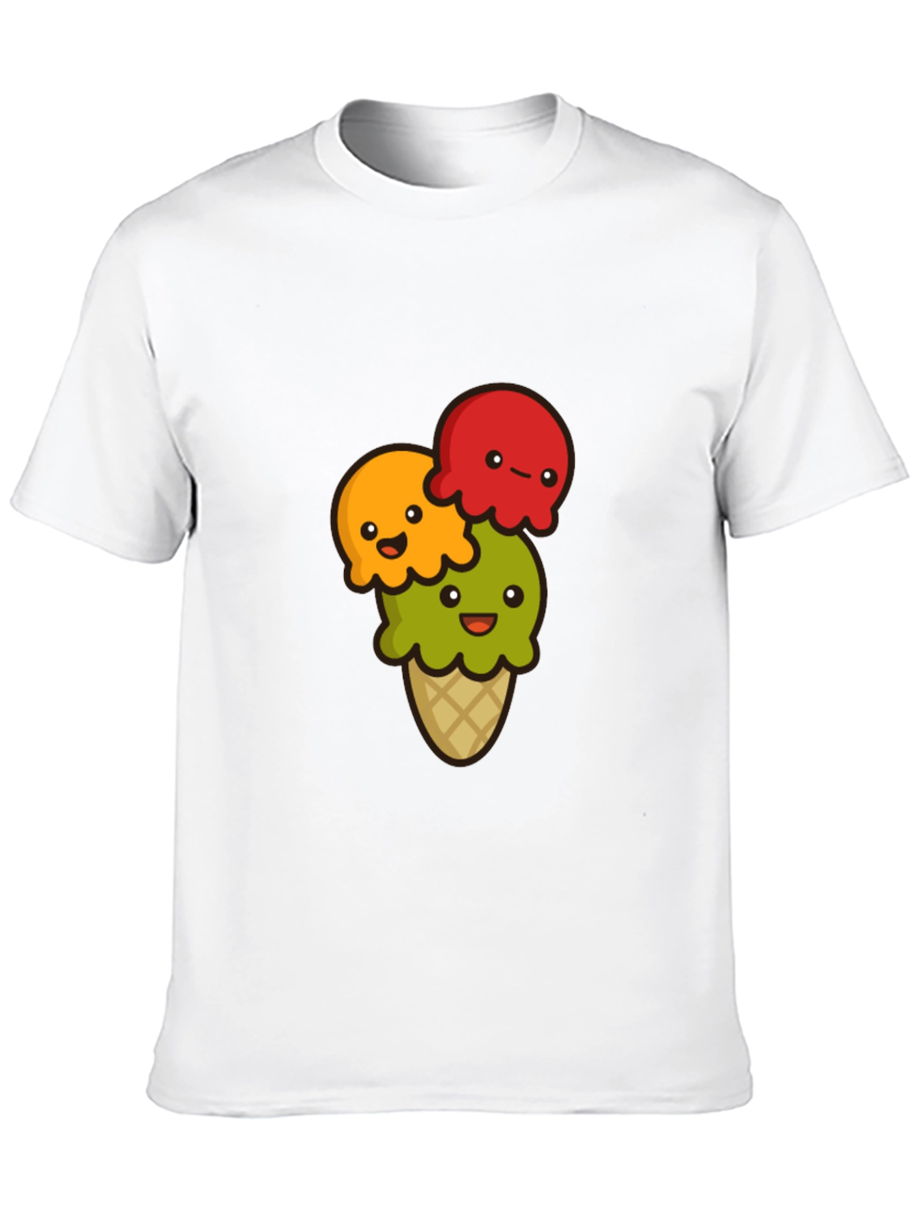 Cute Ice Cream Cone Graphic T-Shirt - Black