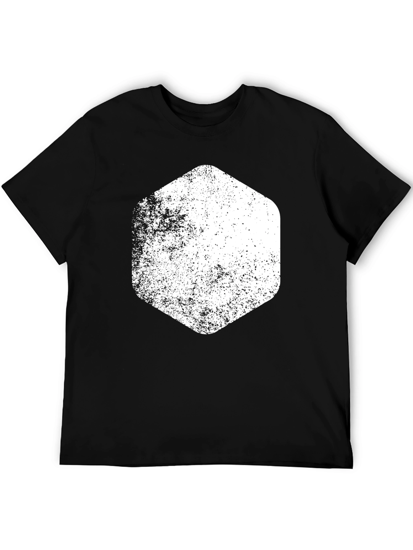 Distressed Hexagon Graphic Tee - Black