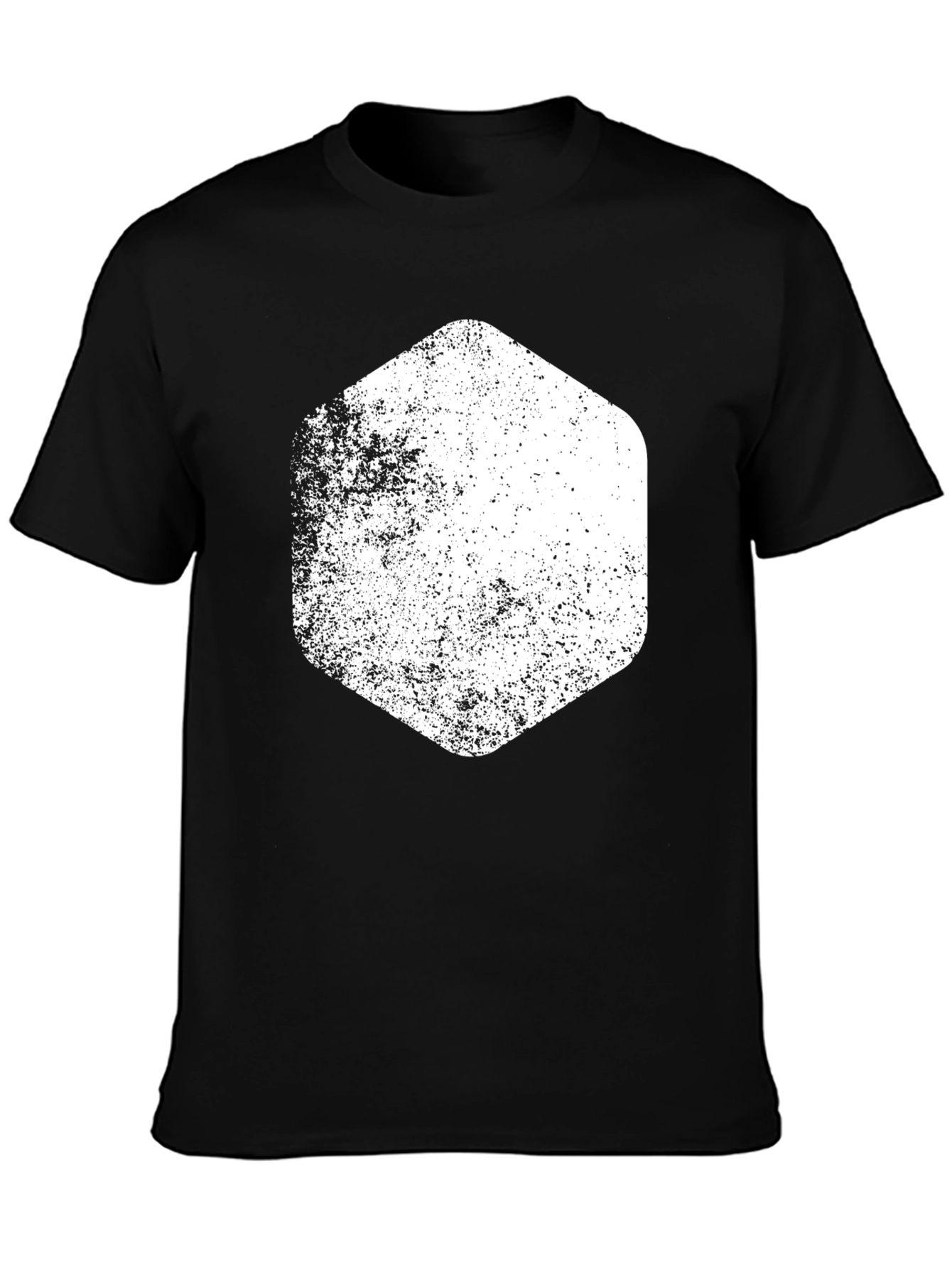 Distressed Hexagon Graphic Tee - Black