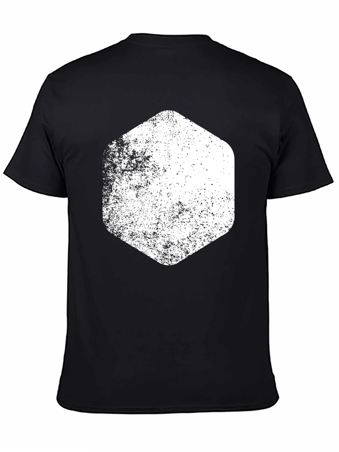 Distressed Hexagon Graphic Tee - Black