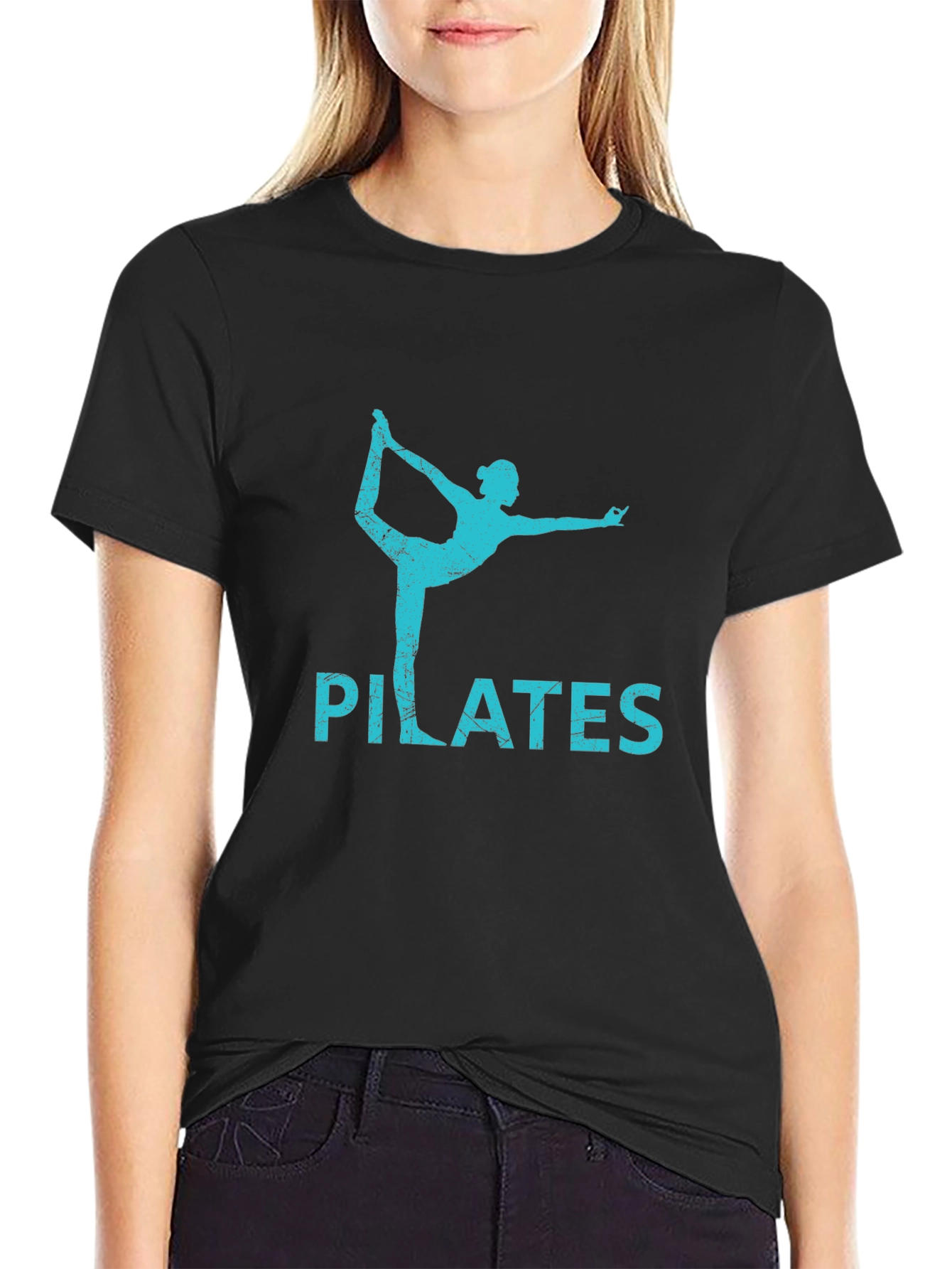 Pilates Pose Black T-Shirt