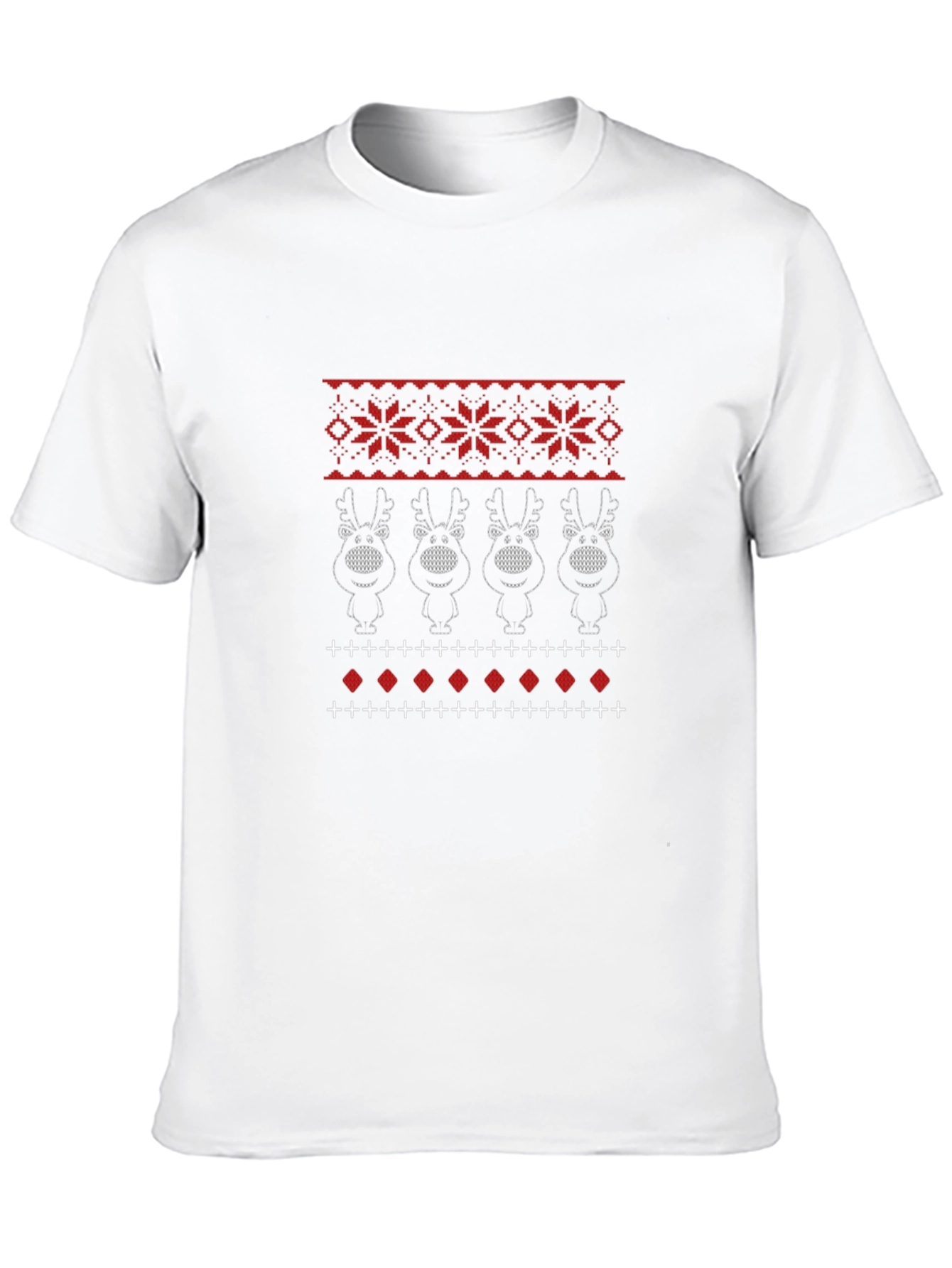 Festive Reindeer Knit Pattern Holiday Tee