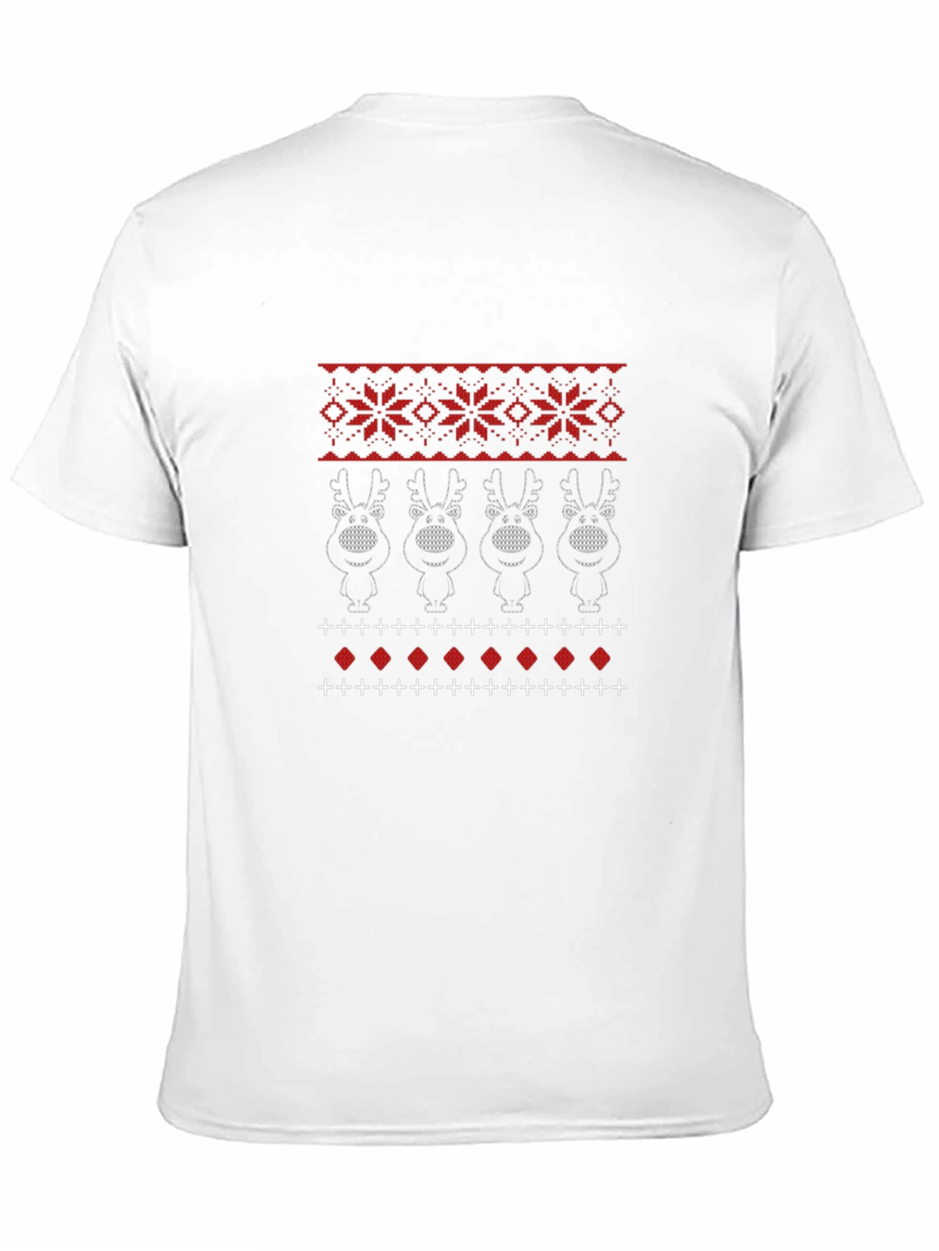 Festive Reindeer Knit Pattern Holiday Tee