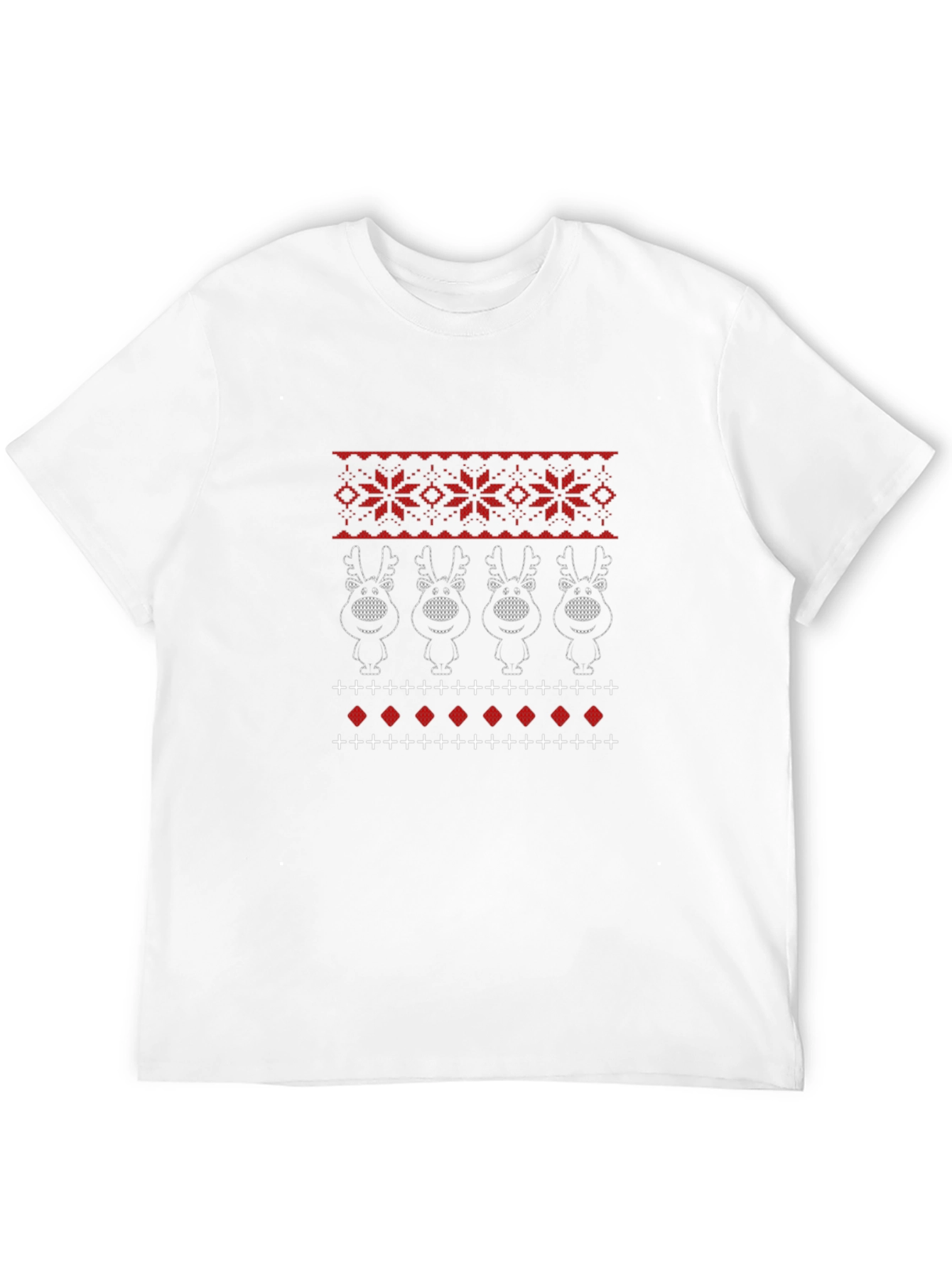 Festive Reindeer Knit Pattern Holiday Tee