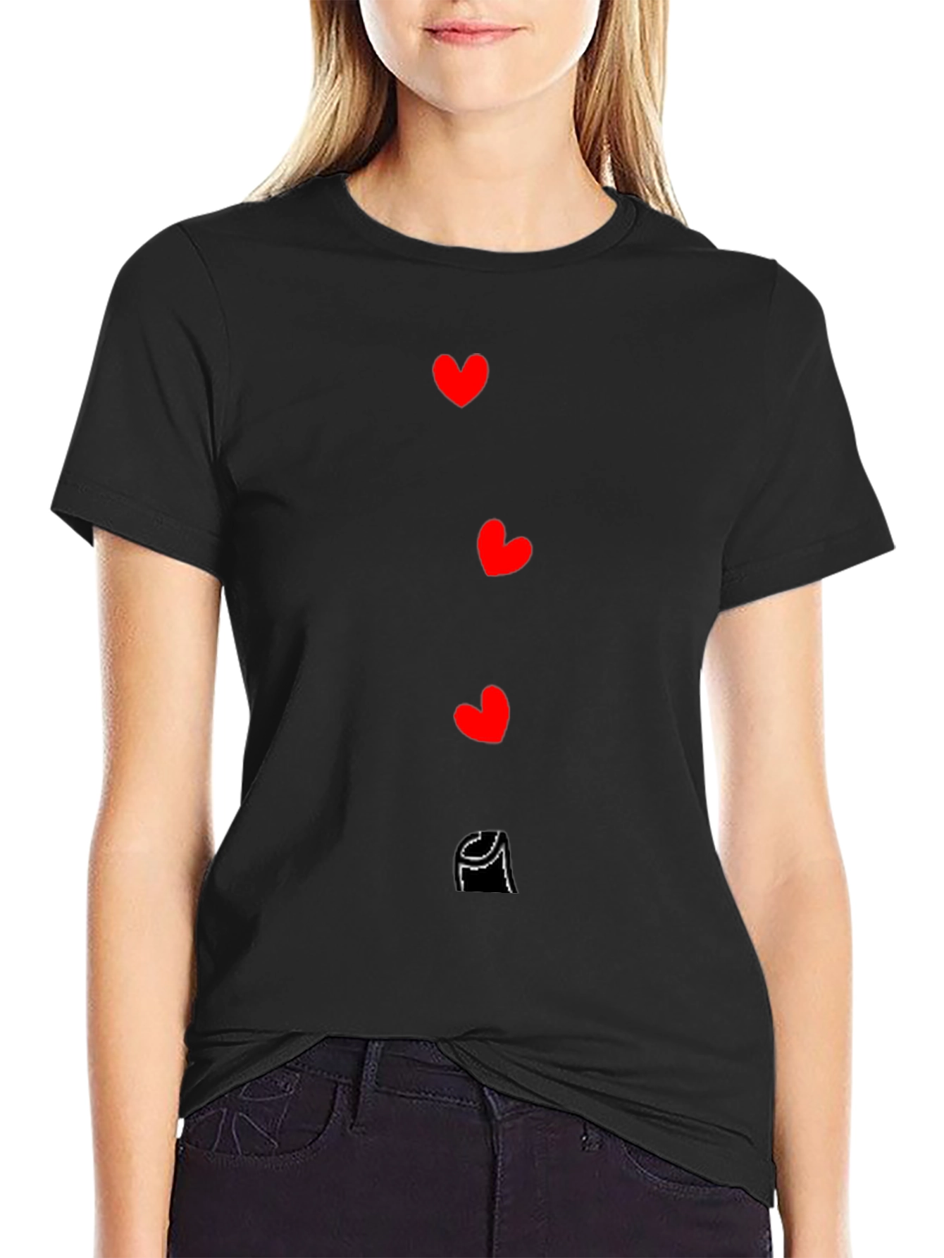 Heart Cascade Graphic Black T-Shirt