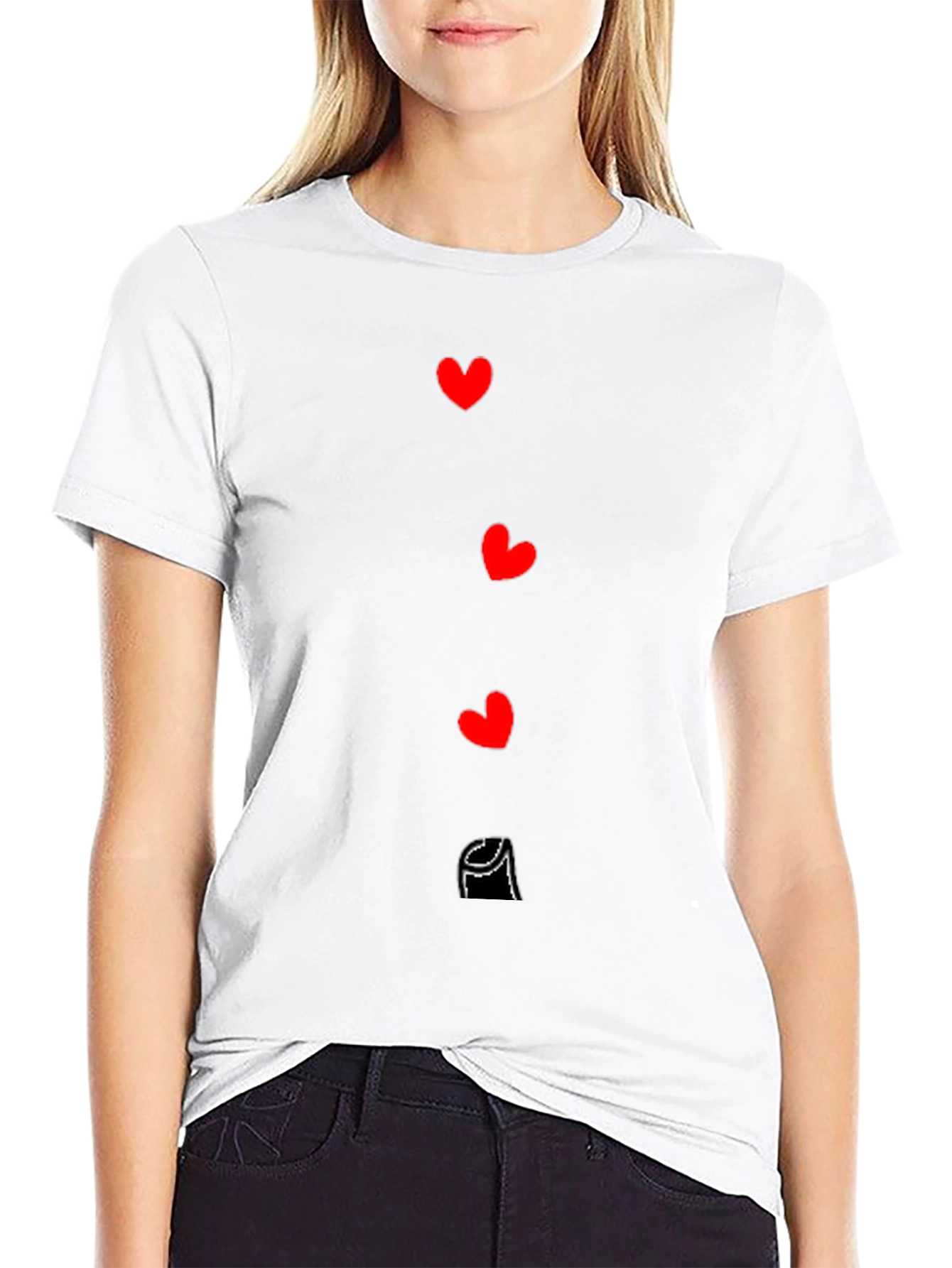 Heart Cascade Graphic Black T-Shirt
