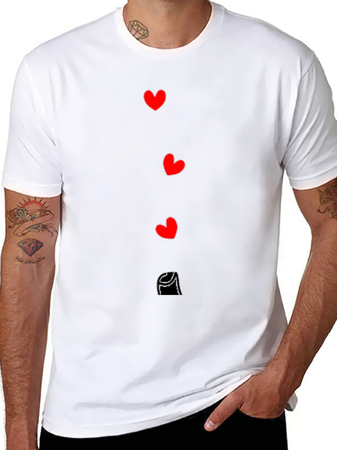 Heart Cascade Graphic Black T-Shirt