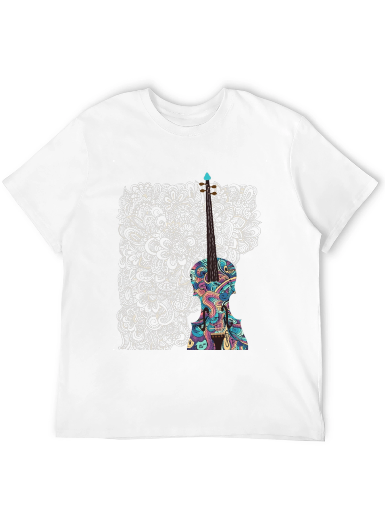 Abstract Violin Graphic Tee - Unique Black T-Shirt
