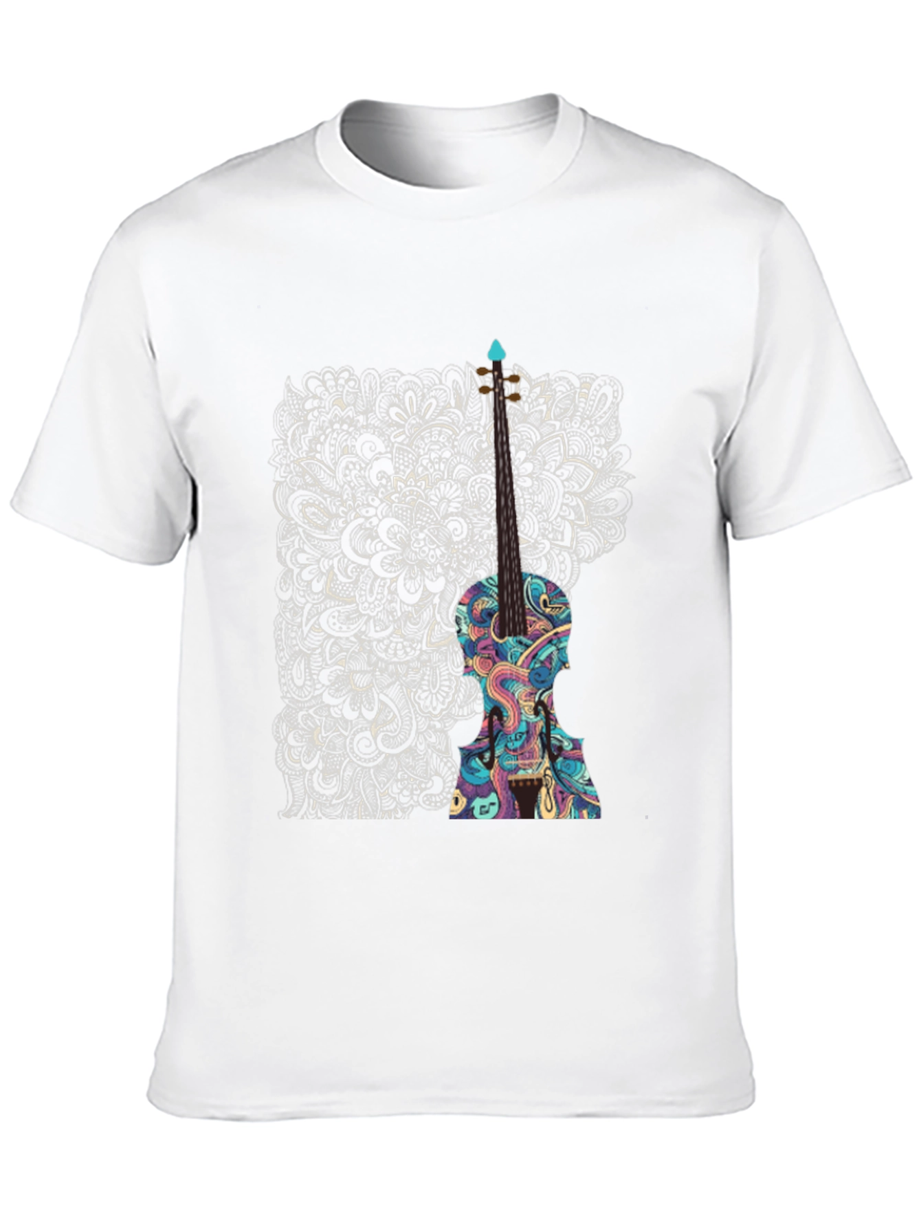 Abstract Violin Graphic Tee - Unique Black T-Shirt