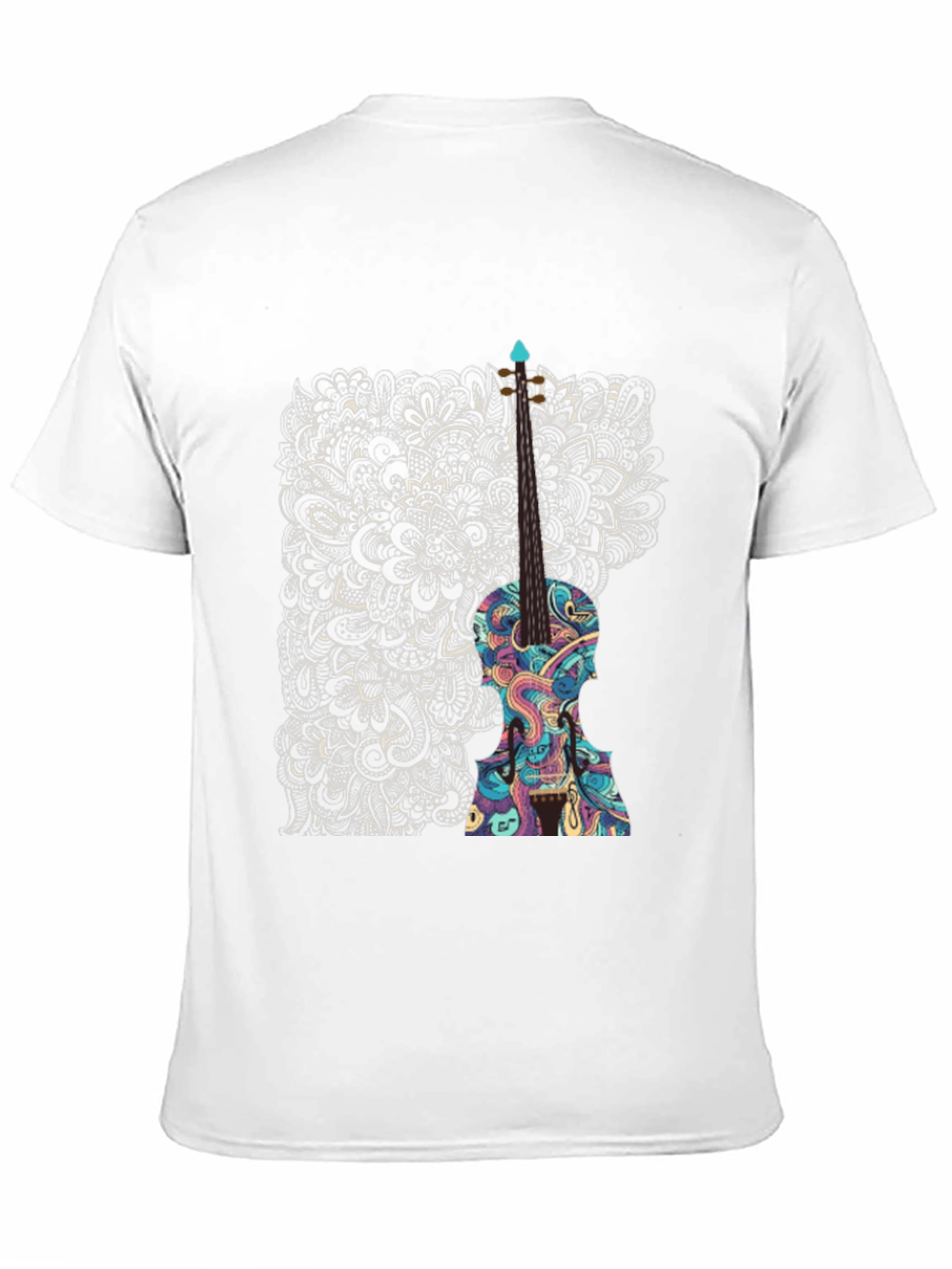 Abstract Violin Graphic Tee - Unique Black T-Shirt