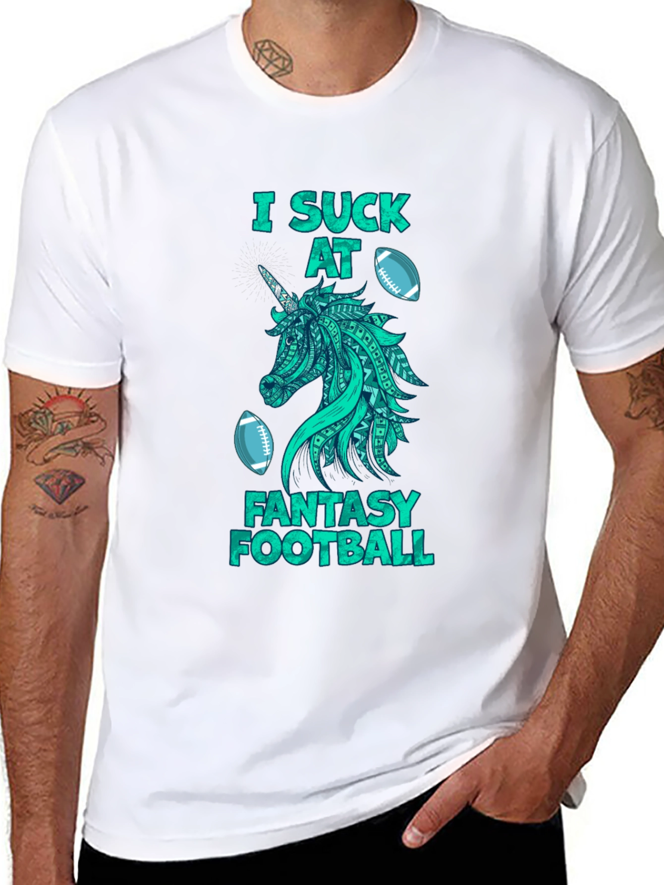 Fantasy Football Unicorn Graphic T-Shirt