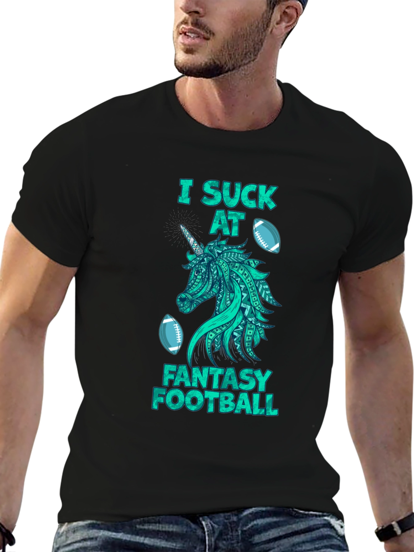 Fantasy Football Unicorn Graphic T-Shirt