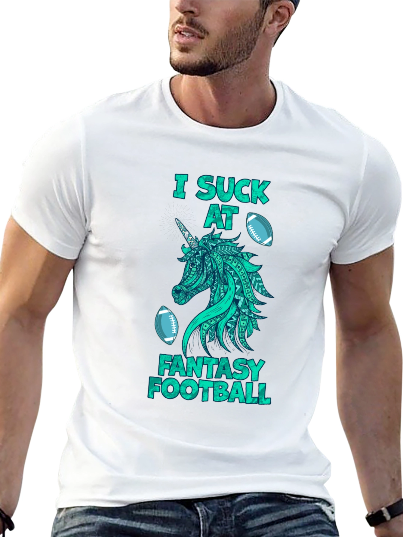 Fantasy Football Unicorn Graphic T-Shirt