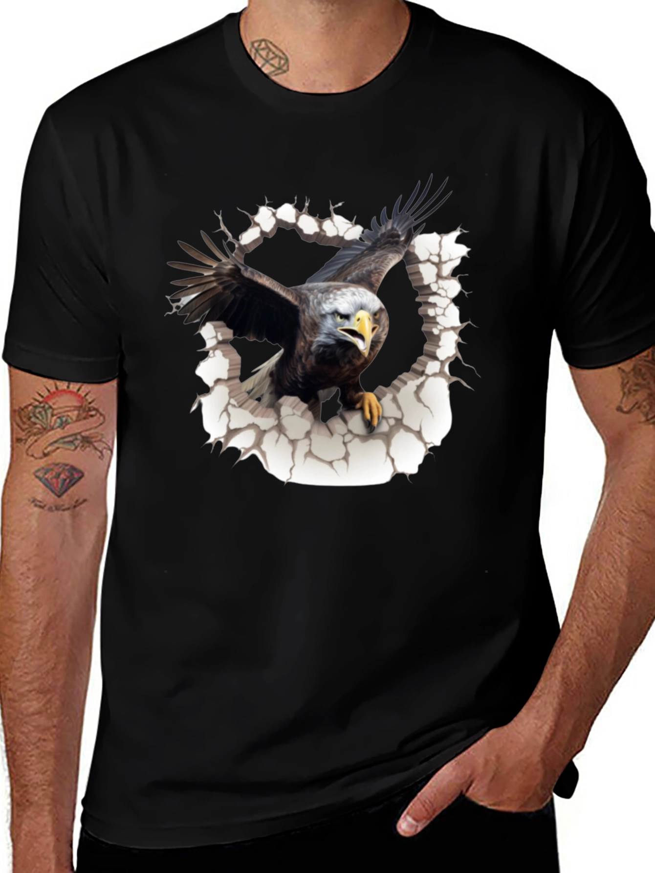 Eagle Burst T-Shirt - Mens Black Graphic Tee