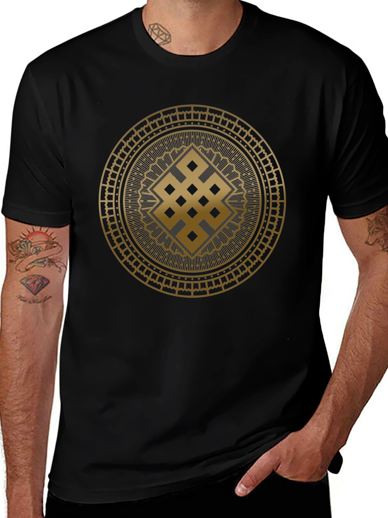 Endless Knot Graphic Tee - Stylish Mens Black T-Shirt
