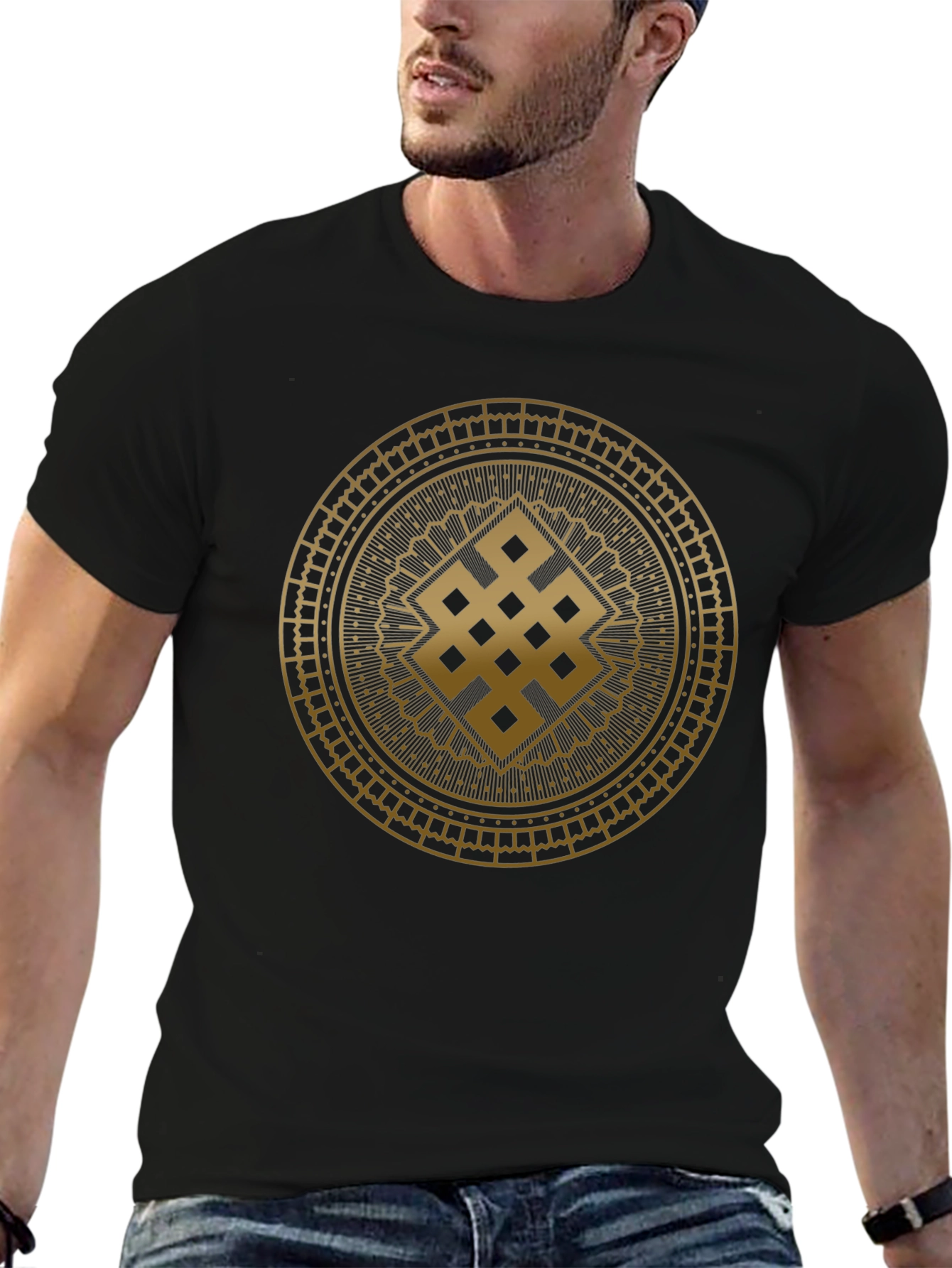 Endless Knot Graphic Tee - Stylish Mens Black T-Shirt