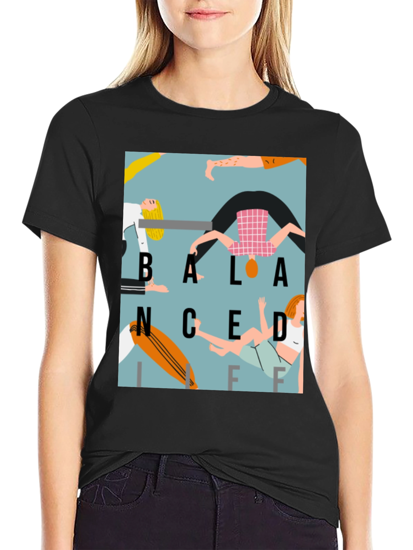 Balanced Life Graphic Print T-Shirt - Black