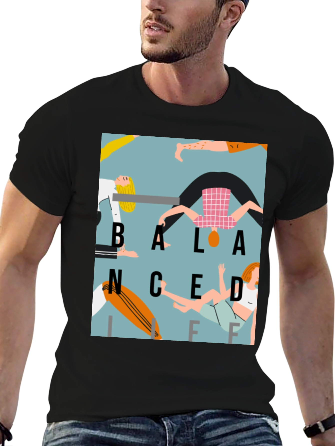 Balanced Life Graphic Print T-Shirt - Black